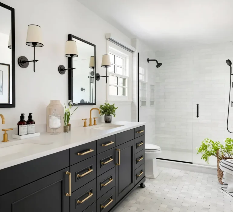 Small bathroom upgrade with space-saving design in St. Petersburg