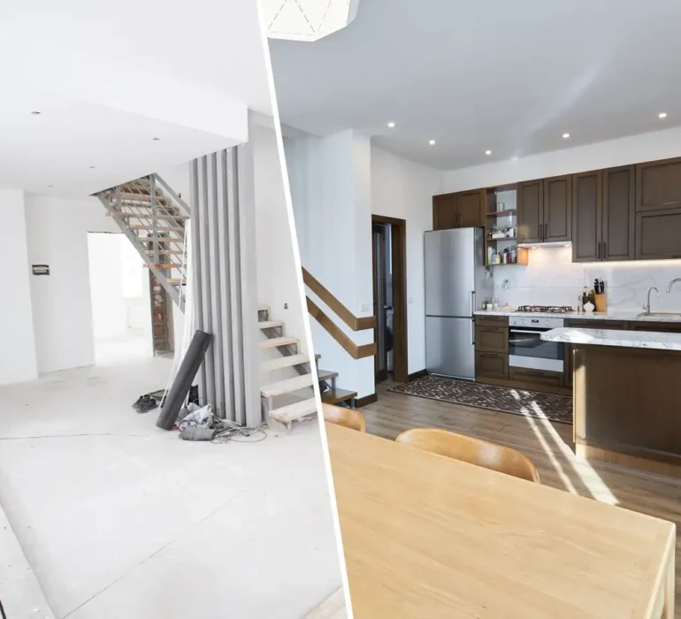 Whole-house renovation with custom cabinetry, paint, and fixtures