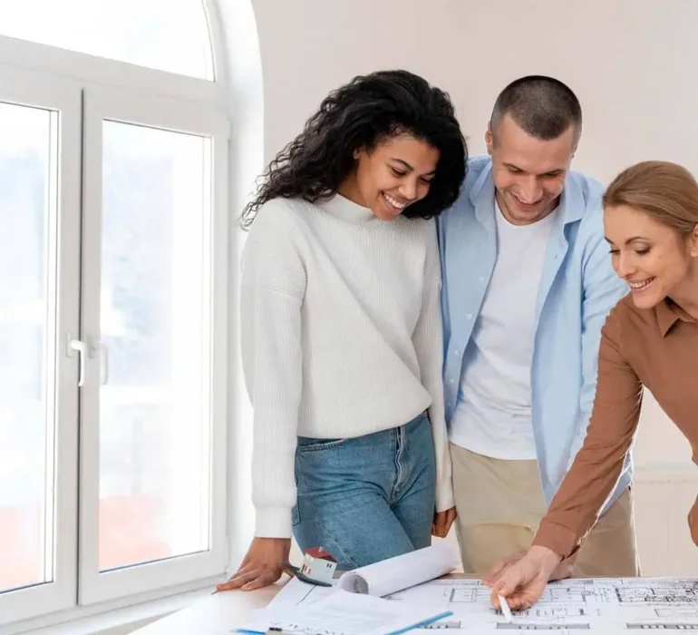 Project manager explaining bath remodel process on-site